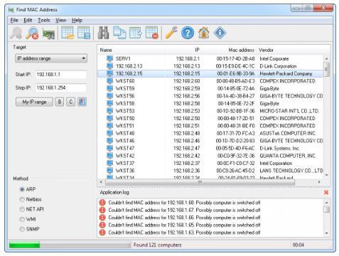 LizardSystems Find MAC Address