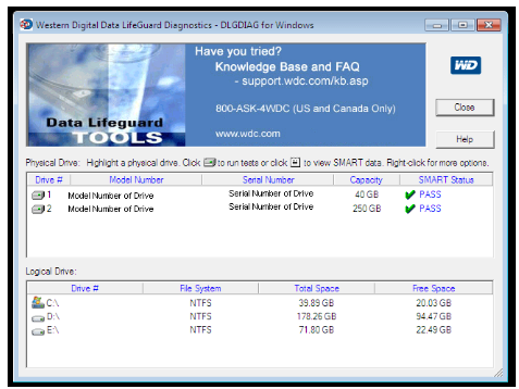 Western Digital Data Lifeguard Diagnostics