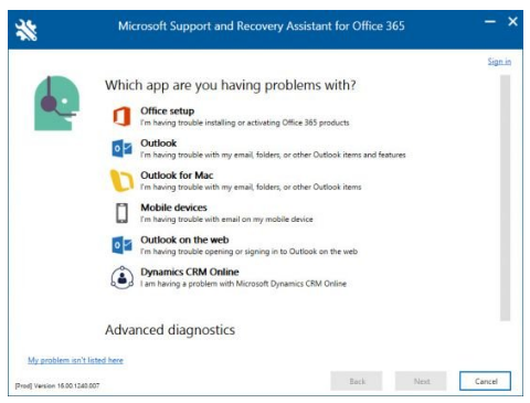 Microsoft Support and Recovery Assistant