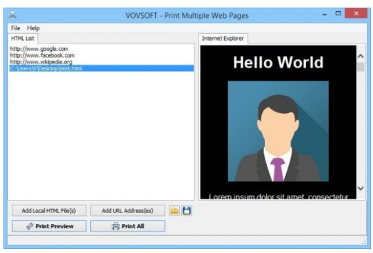 VovSoft Print Multiple Web Pages