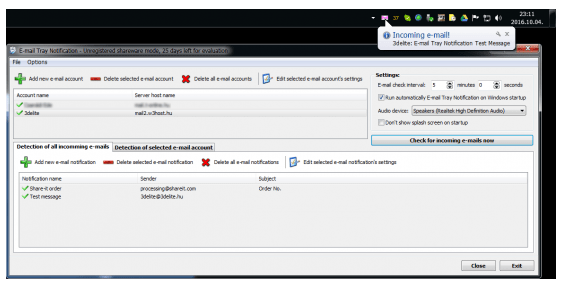 E-mail Tray Notification