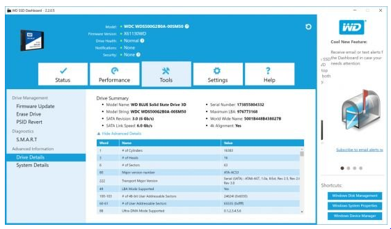 SanDisk SSD Dashboard