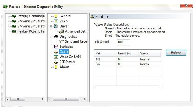 Realtek Ethernet Diagnostic Utility