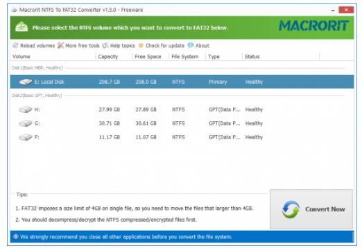 Macrorit NTFS to FAT32 Converter
