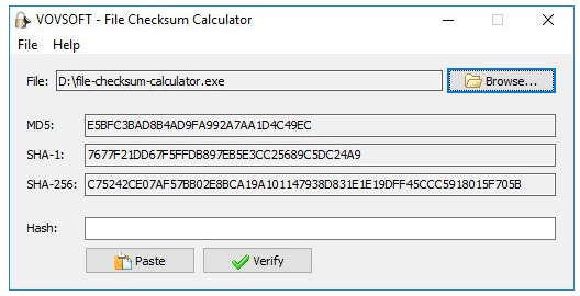 VovSoft File Checksum Calculator