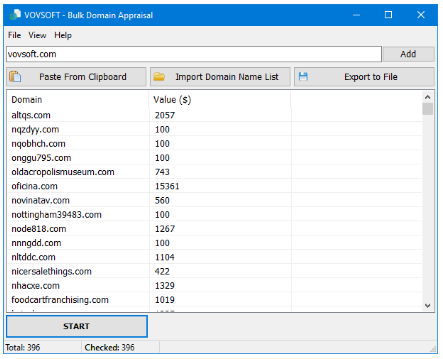 VovSoft Bulk Domain Appraisal