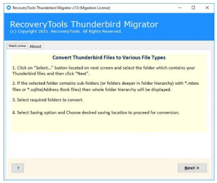 RecoveryTools Thunderbird Migrator