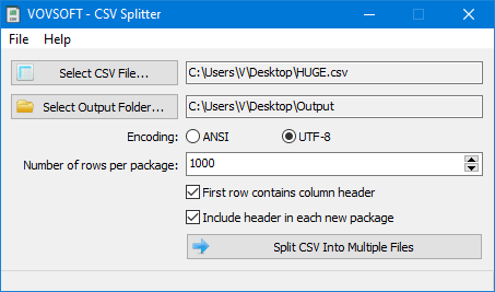 VovSoft CSV Splitter