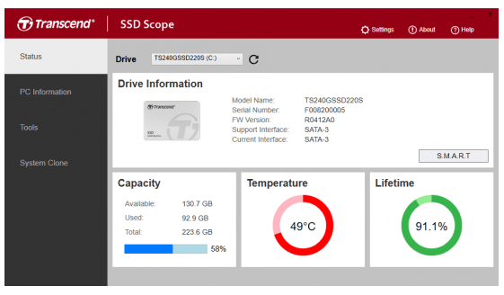 Transcend SSD Scope