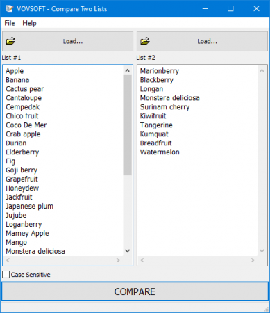 VovSoft Compare Two Lists