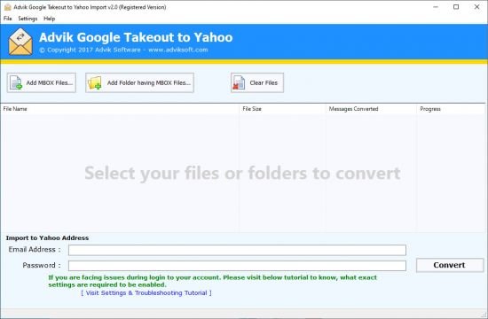 Advik Google Takeout to Yahoo Import