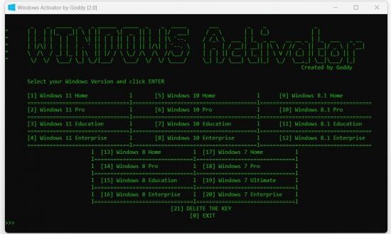 Windows Activator by Goddy v2.0 [Latest] Crack