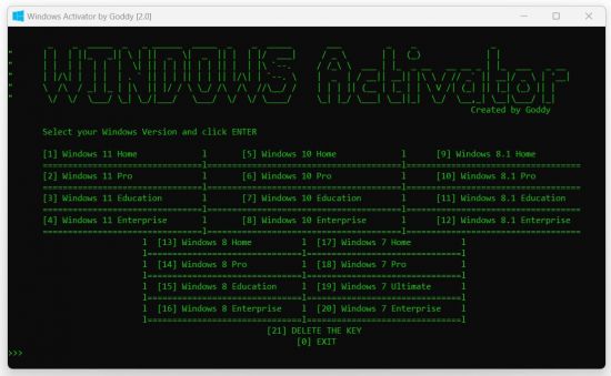 Windows Activator by Goddy