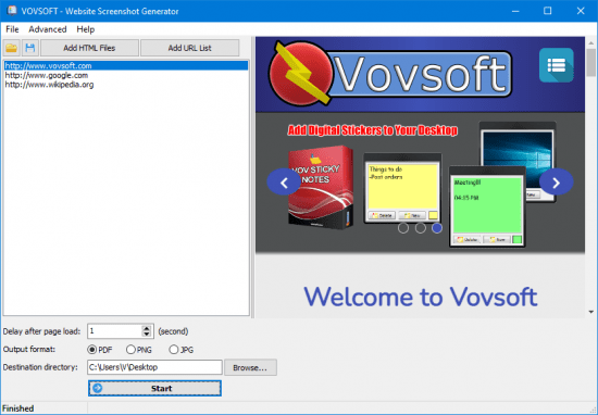 VovSoft Website Screenshot Generator