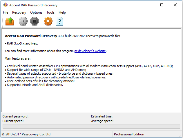 Accent RAR Password Recovery