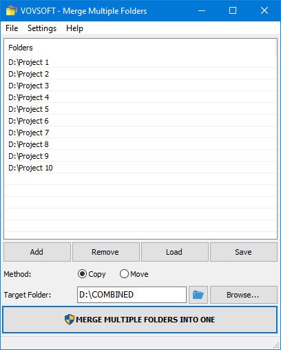 VovSoft Merge Multiple Folders